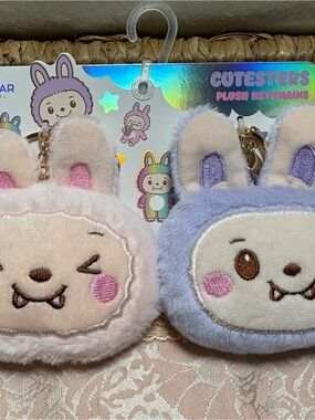 NWT Cutesters Plush Bunny Keychain Duo - Pink & Lavender